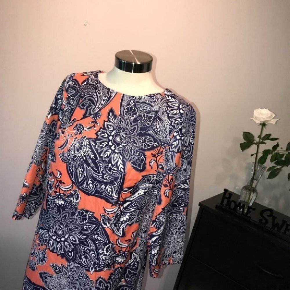 The Limited Orange Navy Paisley Print Dress size S New with Tags
